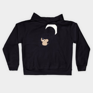 Little elephant under moonlight Kids Hoodie